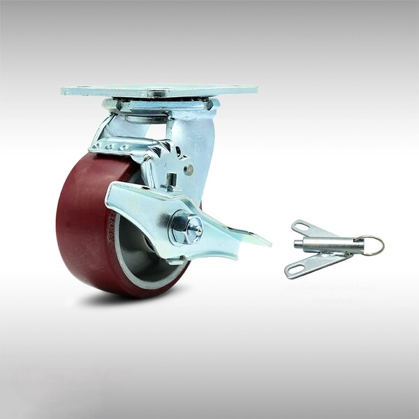 4 Inch SS Poly on Aluminum Caster with Ball Bearing and Brake/Swivel Lock SCC
